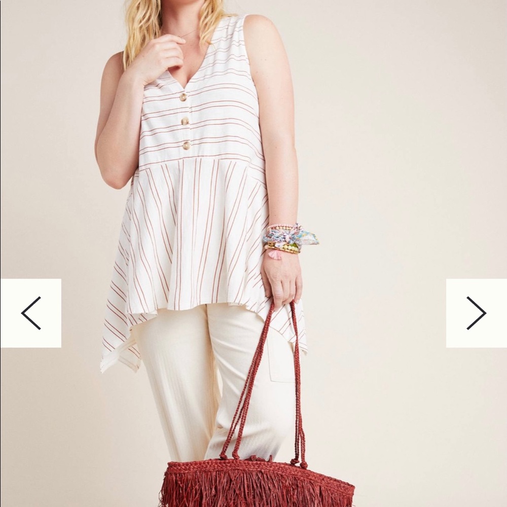 BEACHLUNCHLOUNGE white blue stripe linen tunic S/P - Picture 2 of 7